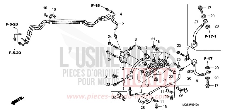 FLEXIBLE DE FREIN de VFR1200F DCT CANDY PROMINENCE RED (R342) 2010